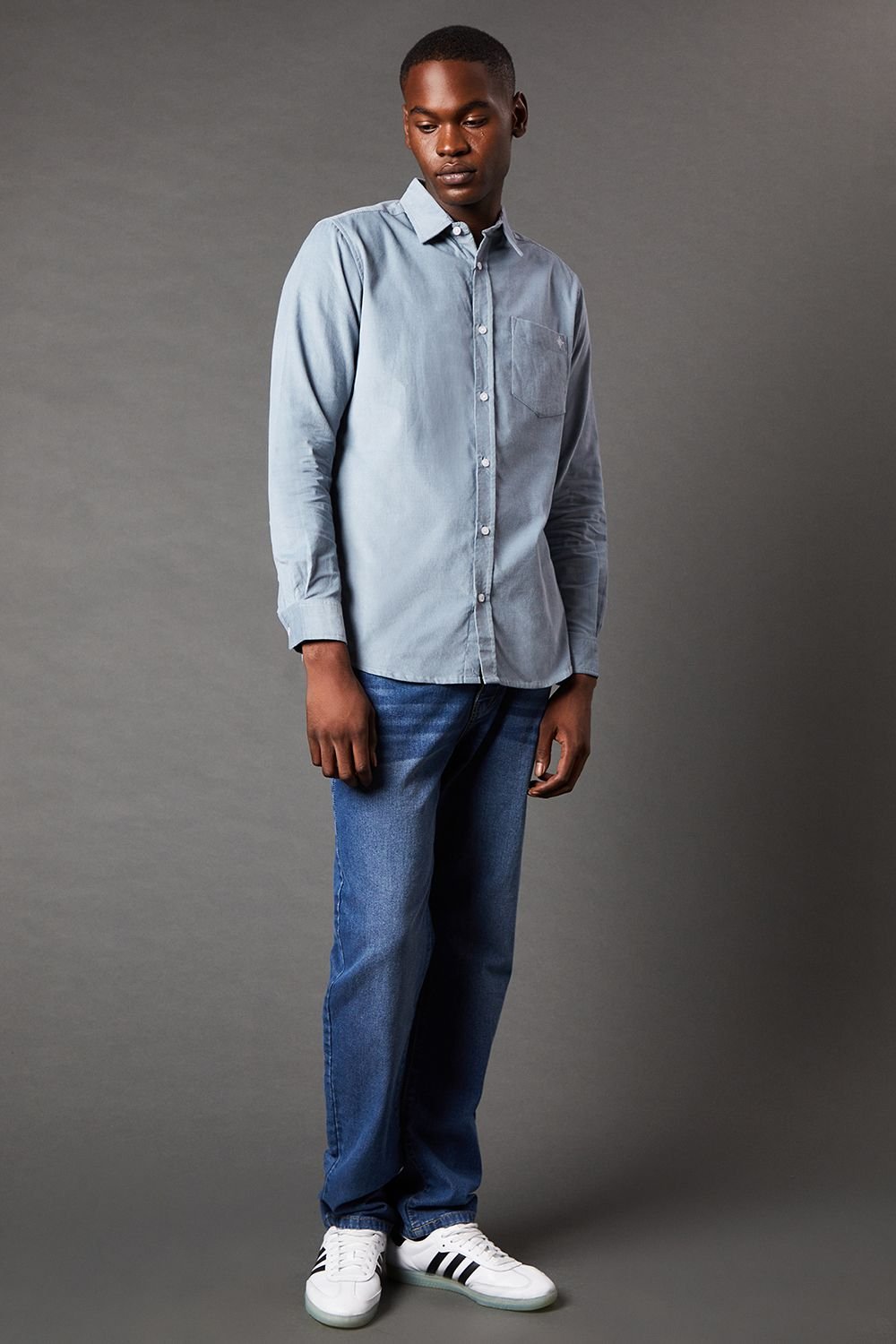 Maine Maine Men's Corduroy Long Sleeve Shirt in Grey - 4