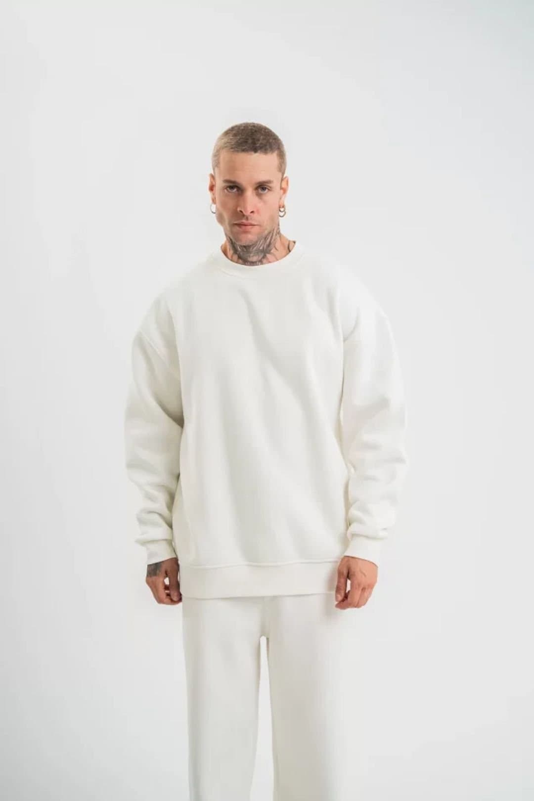 Janes Janes Men's Oversize Basic Sweatshirt in White