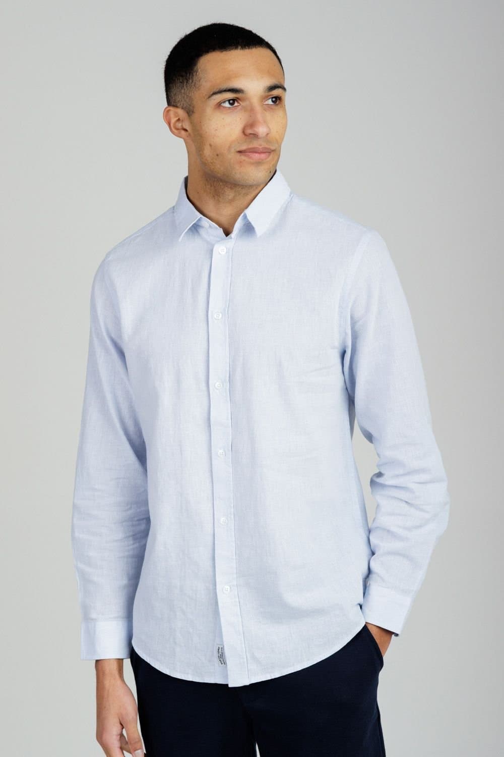 Tokyo Laundry Tokyo Laundry Light Blue Linen Blend Shirt