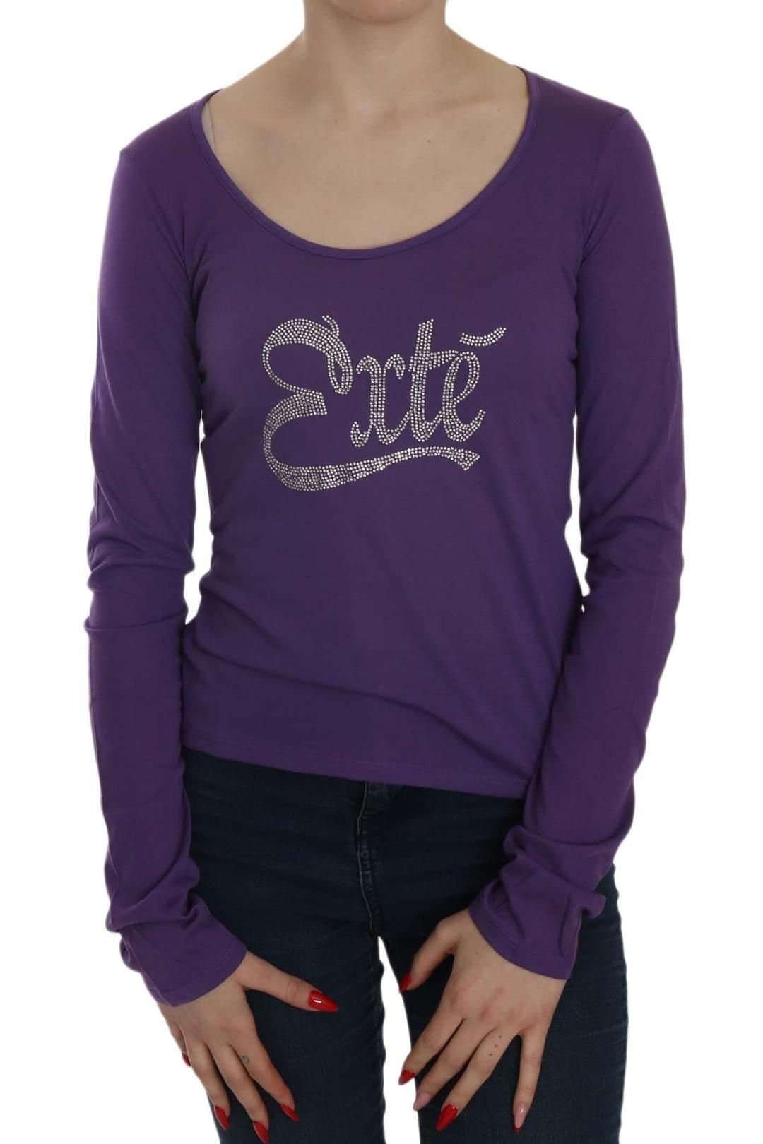 Exte EXTE Purple Crystal Embellished Long Sleeve Top