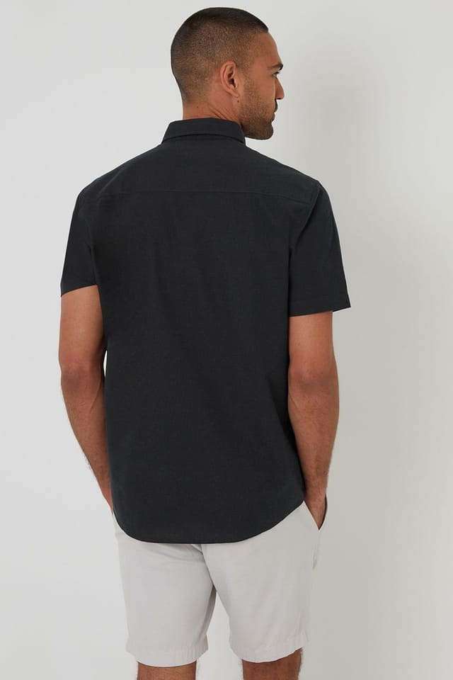 Threadbare Threadbare Men's Oxford Cotton Short Sleeve Shirt in Black - 2