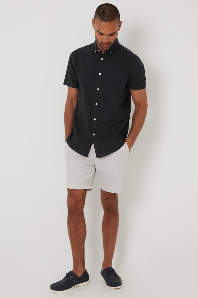Threadbare Threadbare Men's Oxford Cotton Short Sleeve Shirt in Black - 3