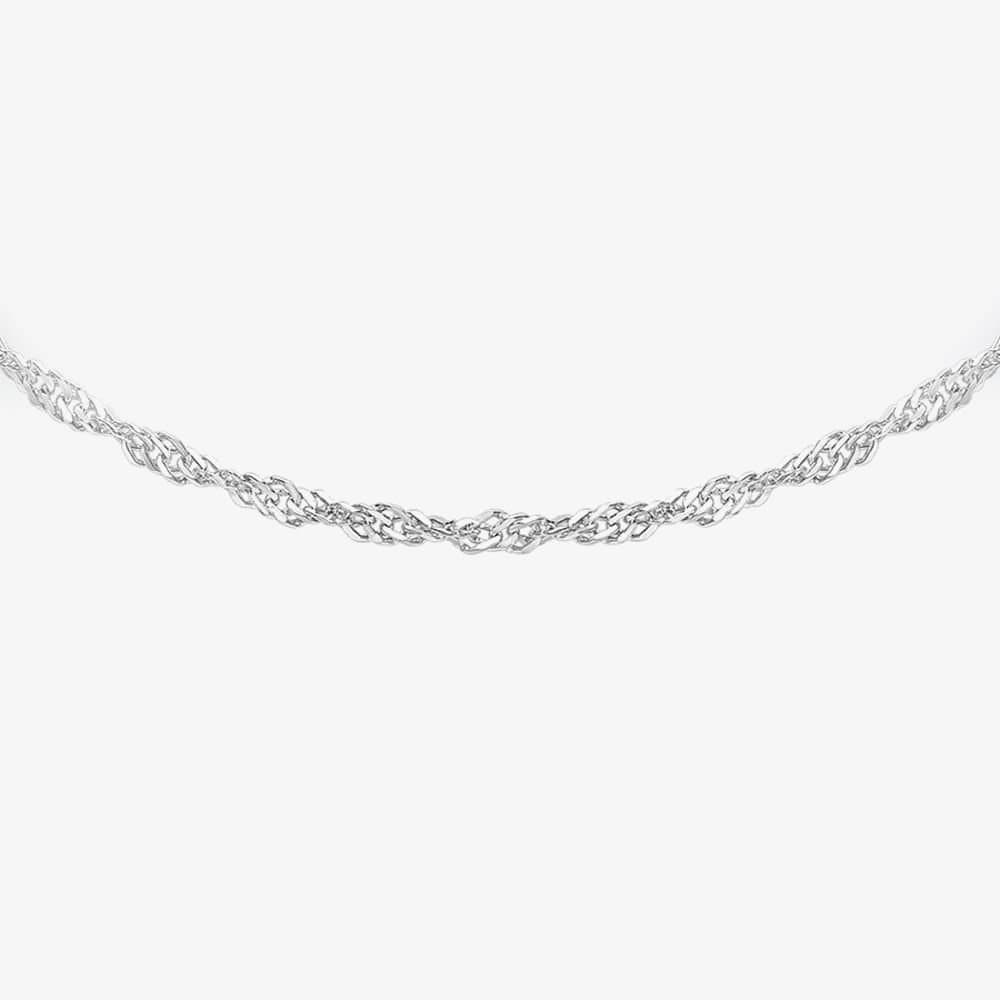 T.H.Baker T.H.Baker Women's 9ct White Gold 18 Inch Twist Curb Chain 5.13.6584 in Silver
