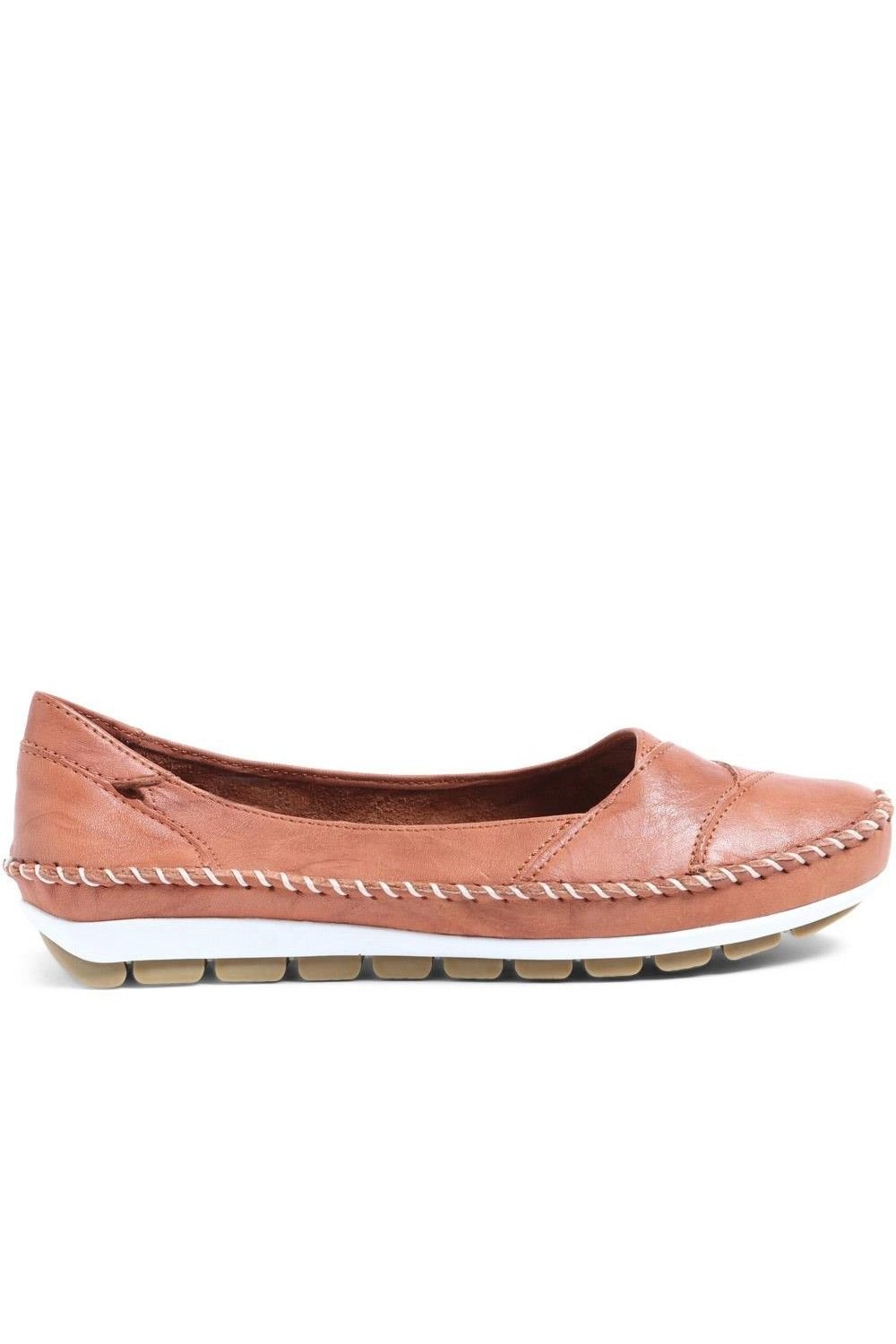 Pavers Pavers Women's Leather Slip-On Shoes in Tan - 2