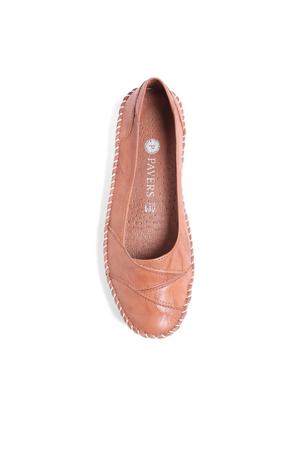 Pavers Pavers Women's Leather Slip-On Shoes in Tan - 4