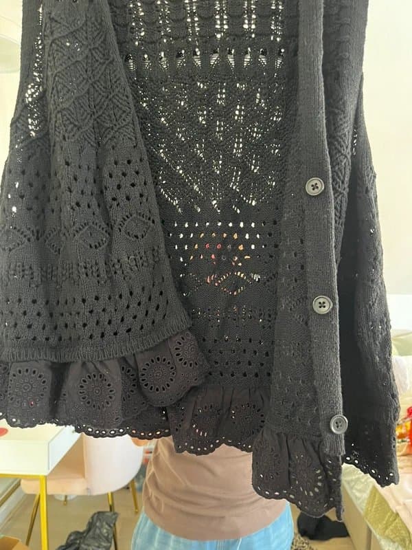 New Look New look black crochet waistcoat size 14