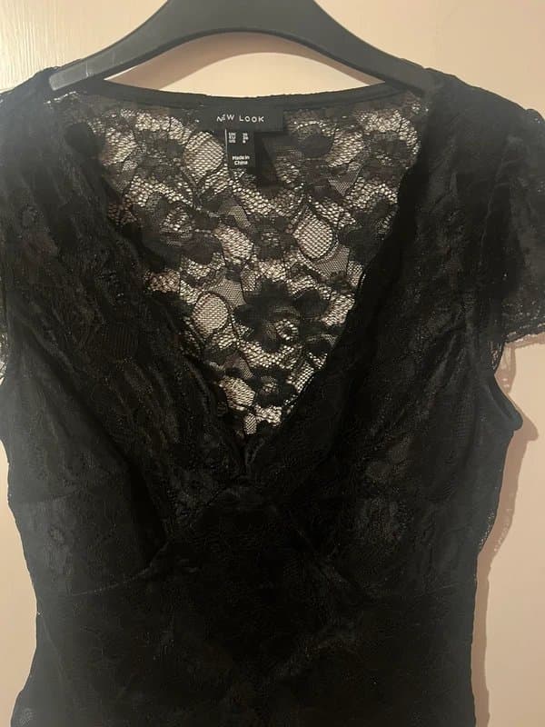 New Look New Look Black Floral Lace Bodysuit - Size 10