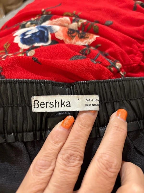 Bershka Bershka faux leather wide leg cargo pants size medium
