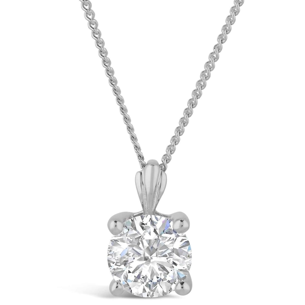 Fraser Hart Fraser Hart Women's 9ct White Gold 5mm Four Claw Cubic Zirconia Set Pendant (Chain Included) - 1