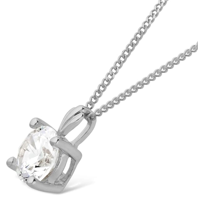 Fraser Hart Fraser Hart Women's 9ct White Gold 5mm Four Claw Cubic Zirconia Set Pendant (Chain Included) - 2