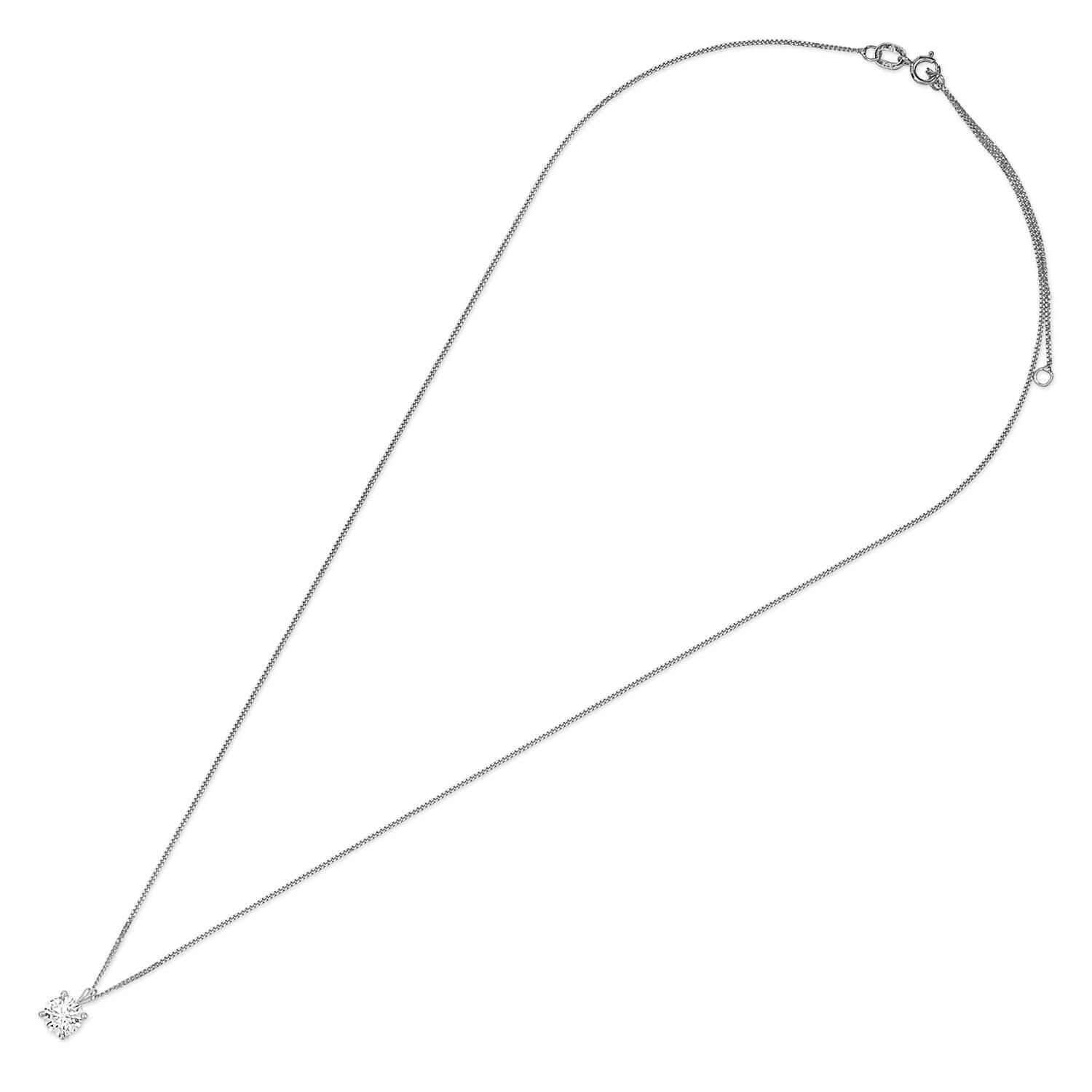 Fraser Hart Fraser Hart Women's 9ct White Gold 5mm Four Claw Cubic Zirconia Set Pendant (Chain Included) - 4