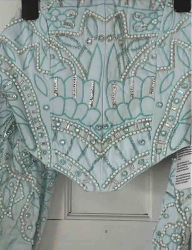 ASOS 🩵 Beaded Sky Blue Corset Top - Embellished Long Sleeve Size 12 - 1