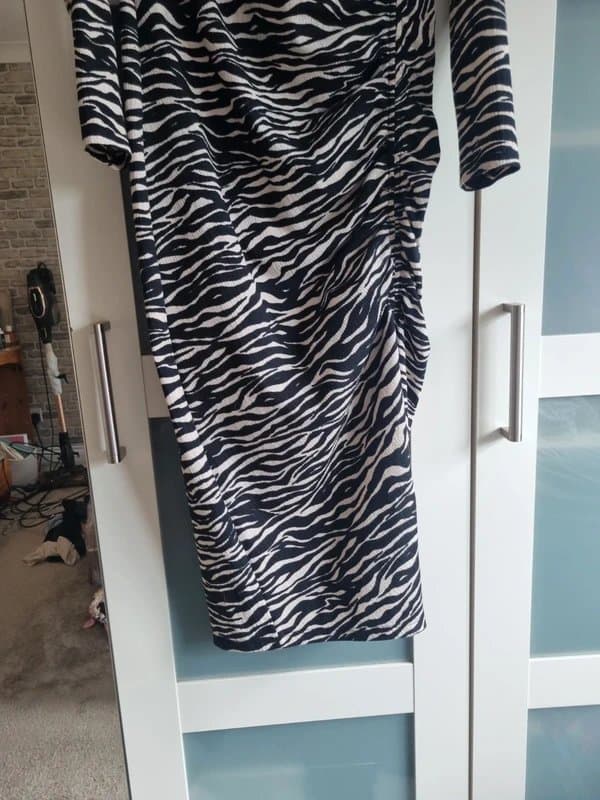 Bershka Bershka mid length long sleeved zebra print dress size M/UK 12