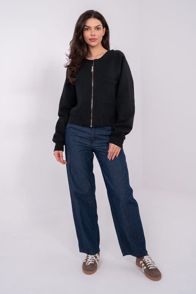Love Lace Love Lace Women's Casual Insulated Zip Front Pocket Sweatshirt in Black - 2