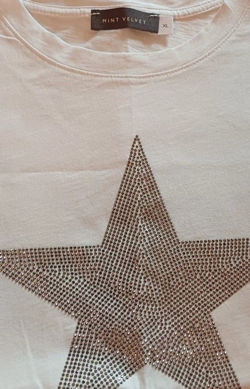 Mint Velvet Mint Velvet White Star Print T-shirt - size XL/18