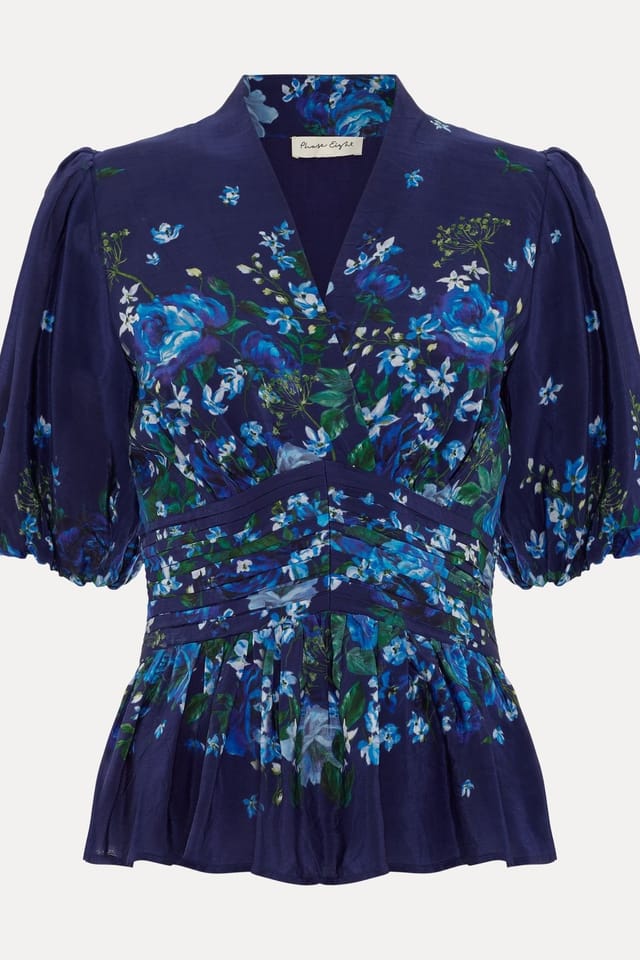 Phase Eight Phase Eight Women's Safa Puff Sleeve Floral Blouse in Dark Navy - 2