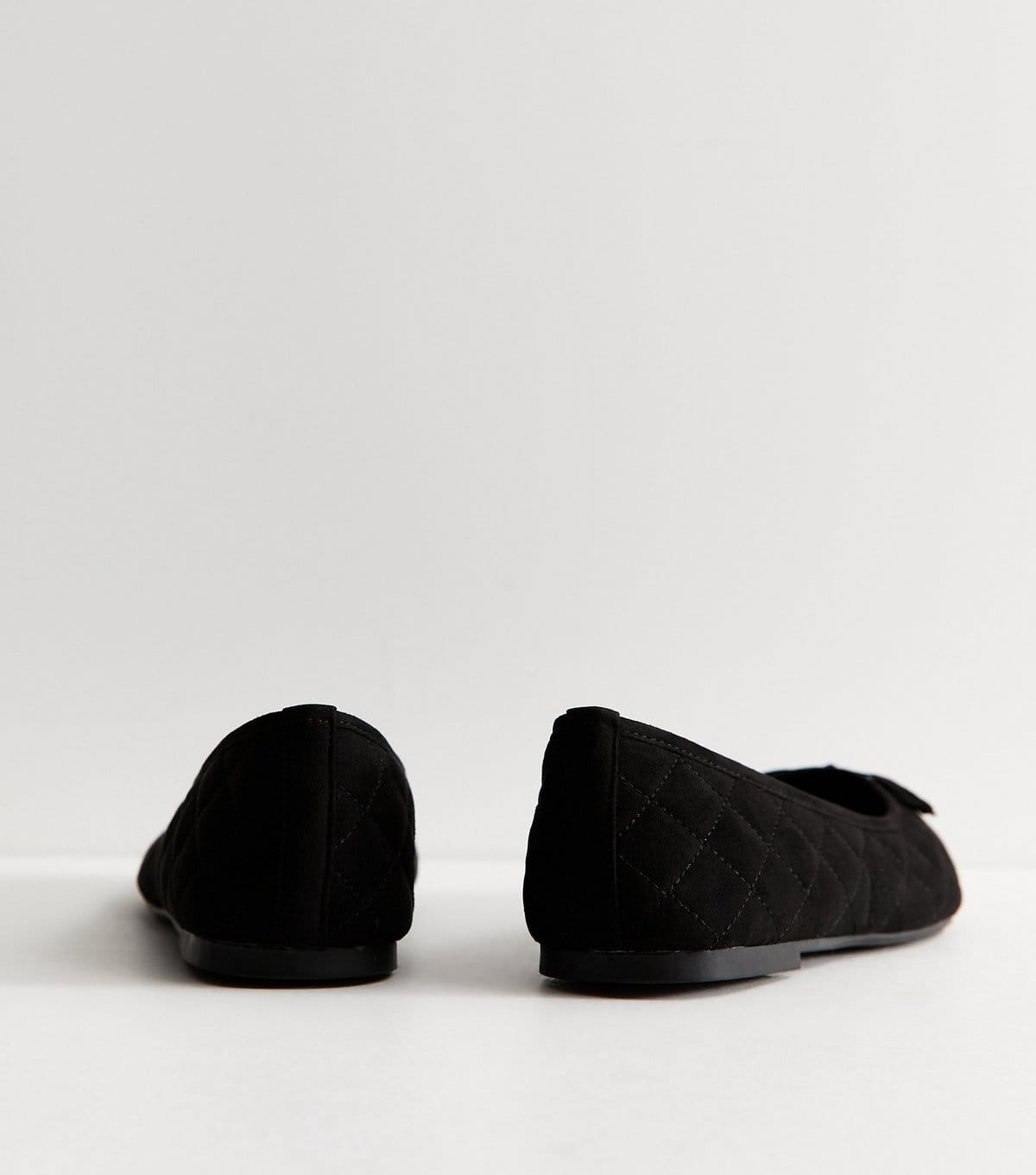 New Look Women's Wide Fit Black Faux Suede Quilted Ballerina Flats Vegan New Look - 4