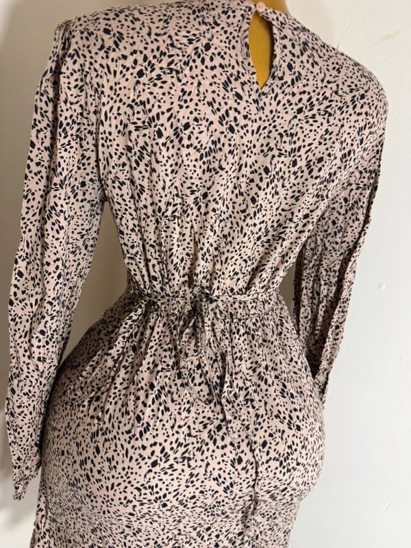 Papaya Beige & Black Animal Print Long Sleeve Mini Dress-Uk 10