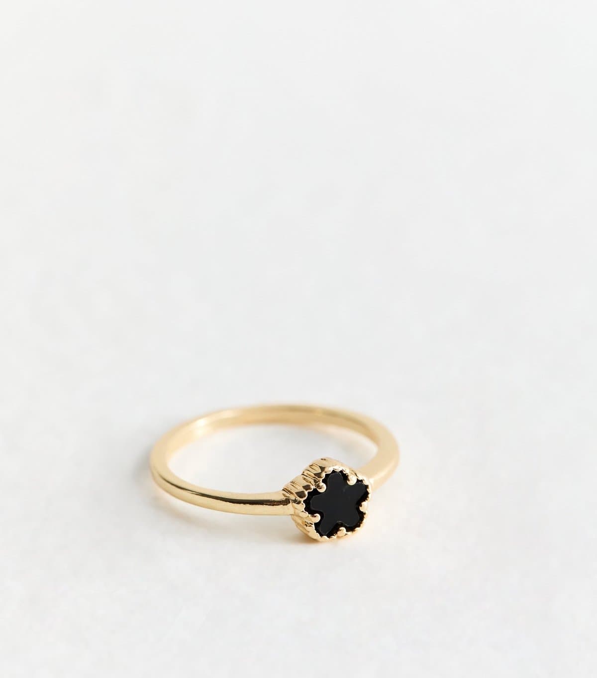New Look Black Gold Tone Flower Ring New Look