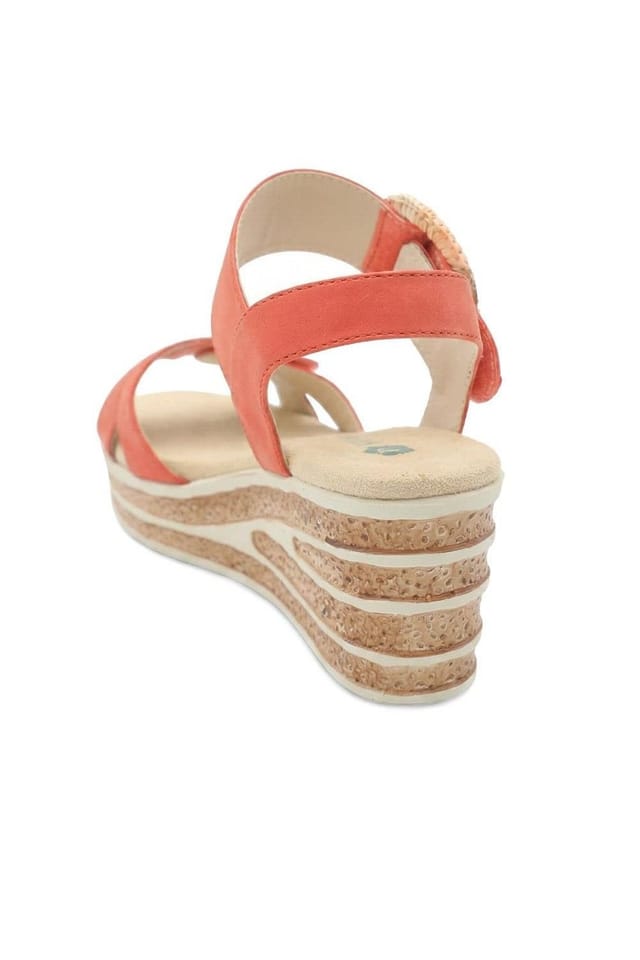 Pavers Pavers Women's Wide Fit Adjustable Fasten Wedged Sandals in Orange - 3