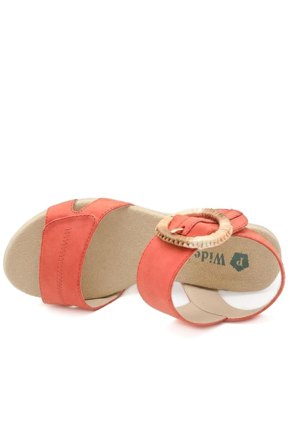 Pavers Pavers Women's Wide Fit Adjustable Fasten Wedged Sandals in Orange - 4