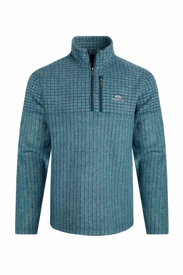 Weird Fish Weird Fish Men's Longmont 1/4 Zip Stripe Grid Fleece in Pale Blue - 2