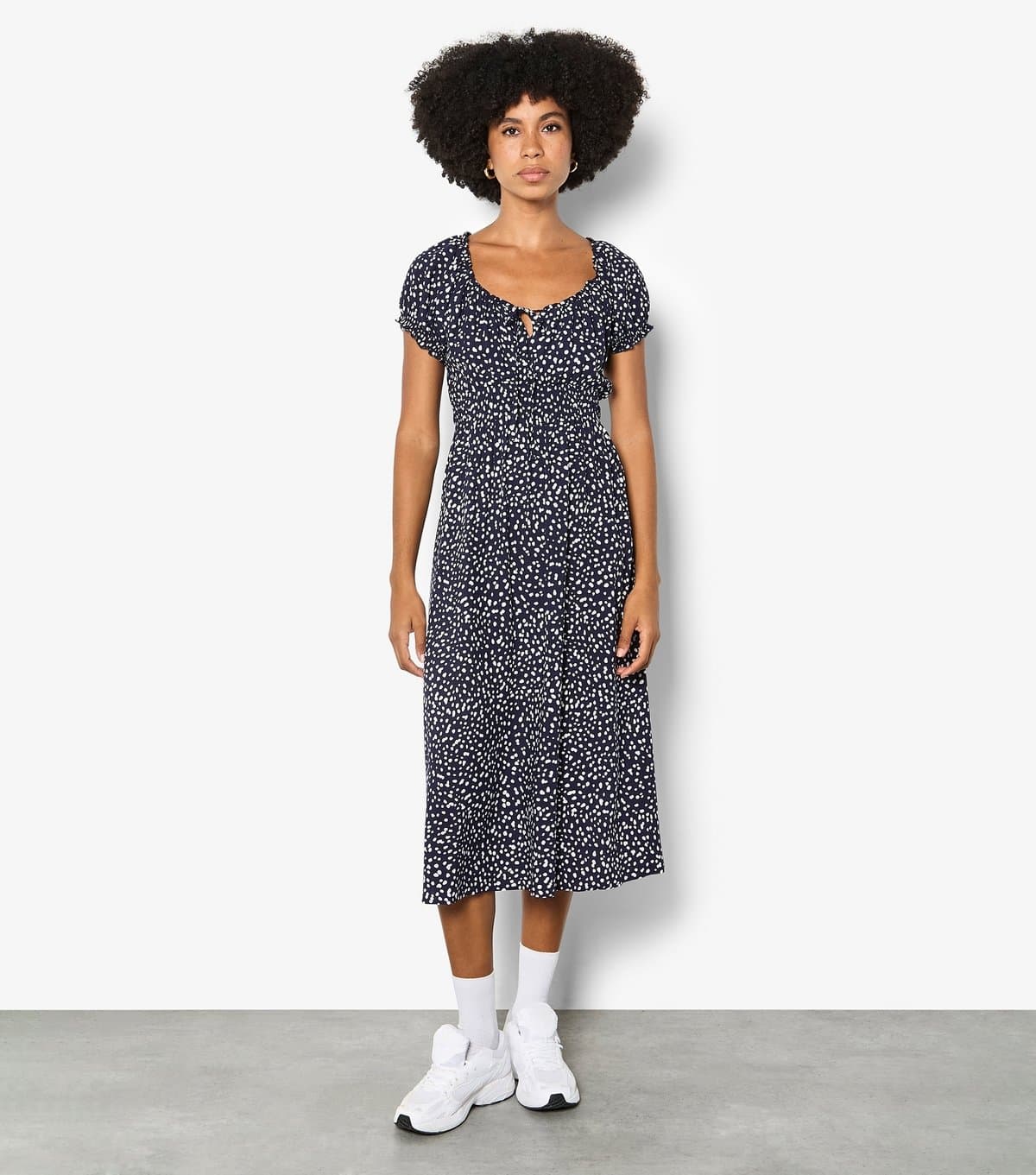 Apricot Women's Blue Spotty Midi Milkmaid Dress Apricot New Look