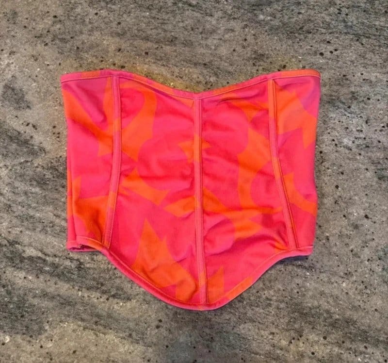 Never Fully Dressed Pink & Orange Geometric Corset