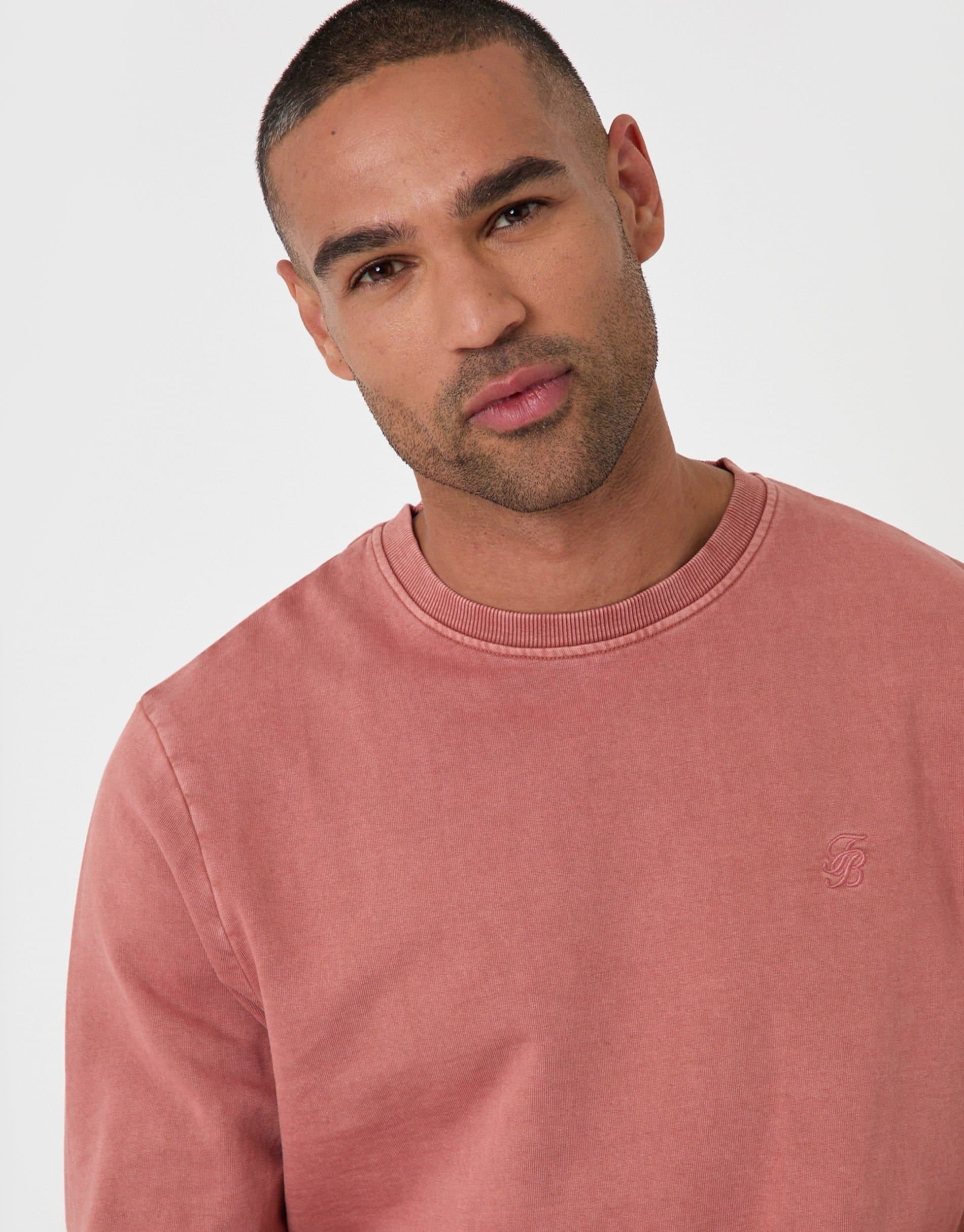 Threadbare threadbare Men's Ribbed Cotton Sweatshirt in Pink