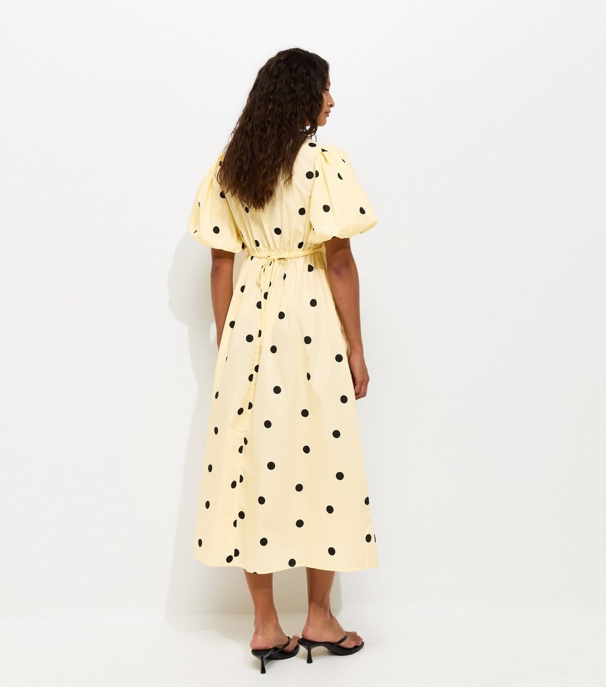New Look Women's Yellow Polka Dot Puff Sleeve Midi Dress New Look - 4