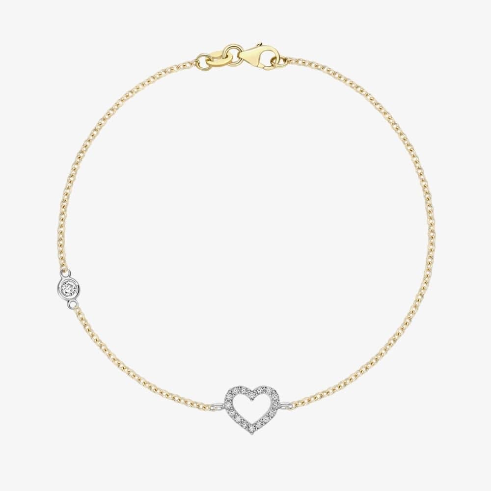 T.H.Baker T.H.Baker Women's 9ct Two Colour Gold Cubic Zirconia Open Heart Bracelet 2.23.7162