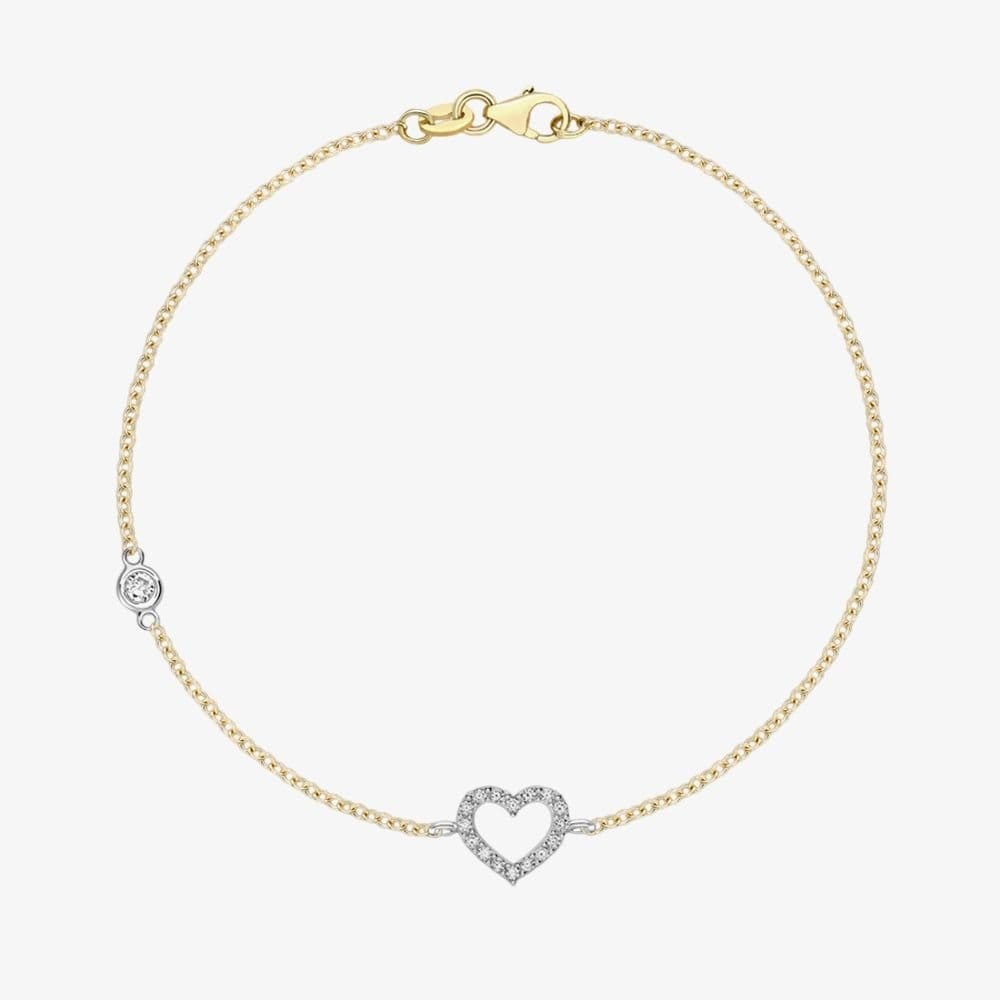 T.H.Baker T.H.Baker Women's 9ct Two Colour Gold Cubic Zirconia Open Heart Bracelet 2.23.7162 - 1