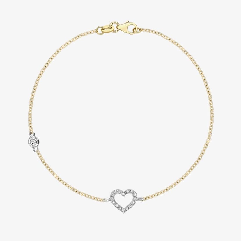 T.H.Baker T.H.Baker Women's 9ct Two Colour Gold Cubic Zirconia Open Heart Bracelet 2.23.7162 - 1