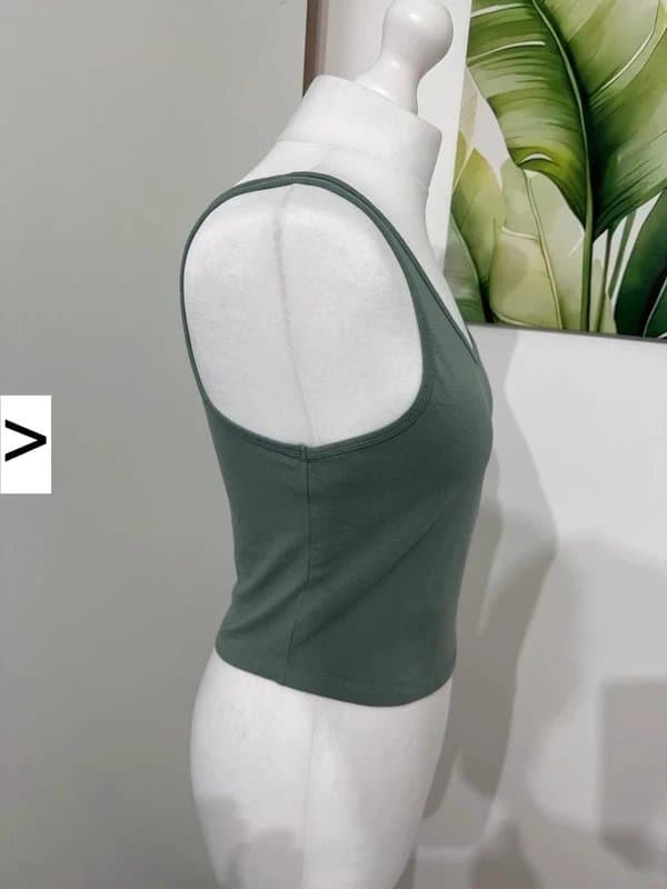SO Green Fitted Stretchy Cropped Vest Top