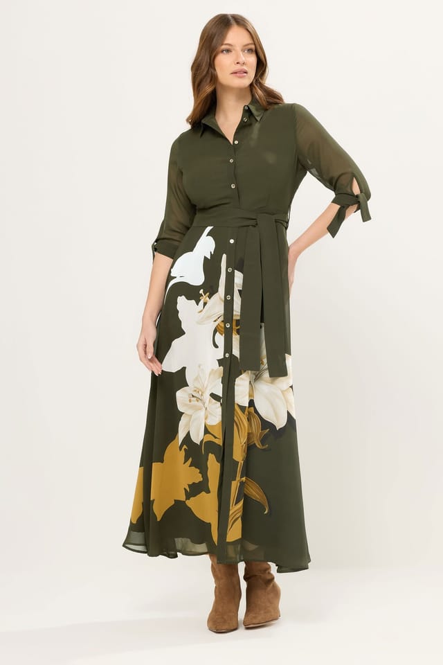 Star By Julien Macdonald Star by Julien Macdonald Women's Floral Shirt Dress in Dark Green - 3