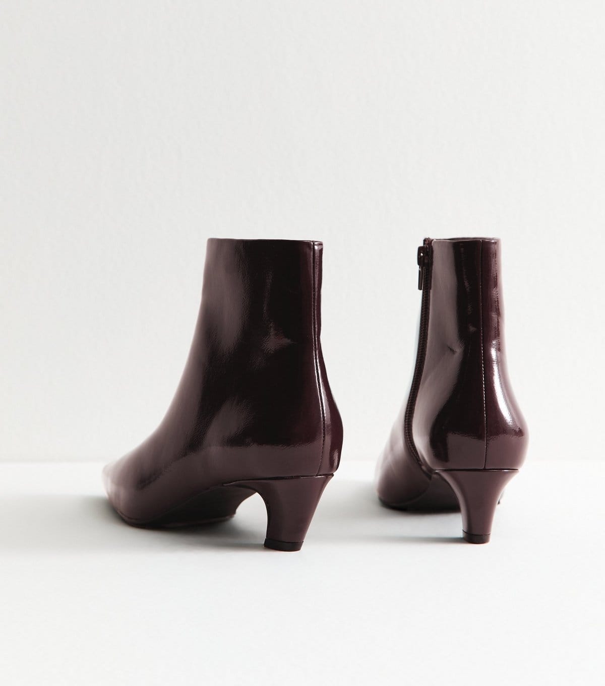 New Look Women's Burgundy Patent Point Toe Ankle Boots Vegan New Look - 4