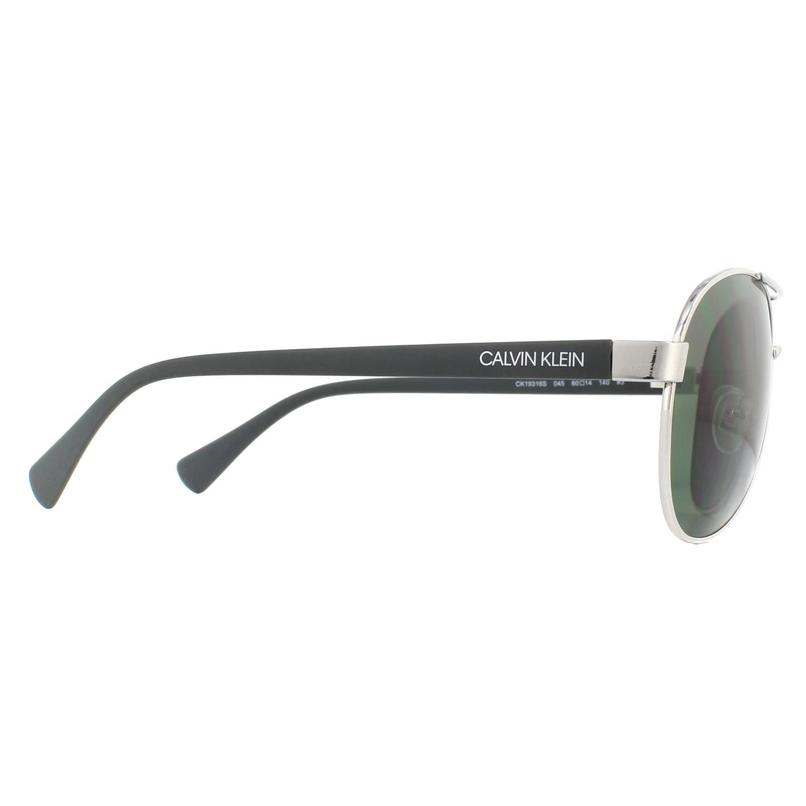 Calvin Klein CALVIN KLEIN Men's Aviator Silver Green Sunglasses - 4