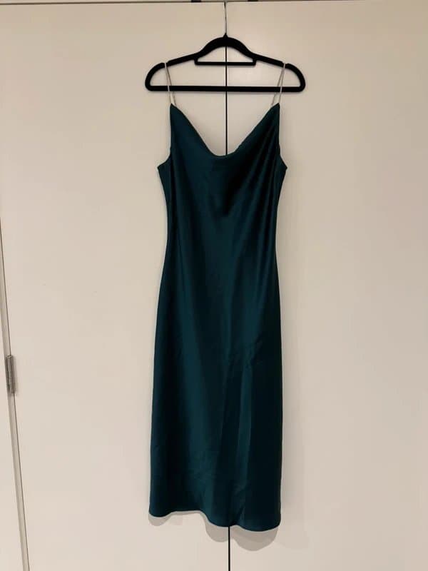 New Look New Look Satin Cowl Neck Slip Midi Dress with Diamente Straps