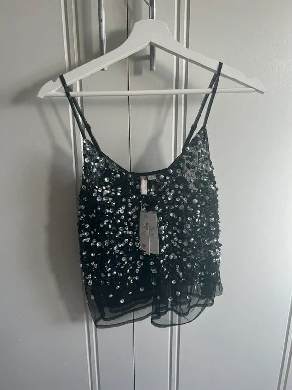ASOS Black Sequin Beaded Embellished Cami Top