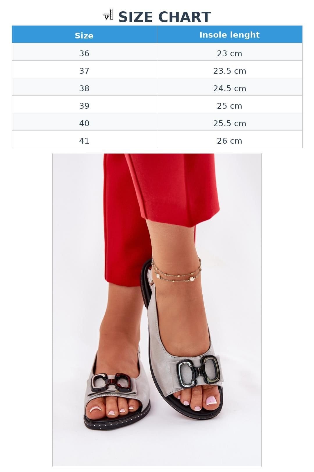 Love Lace Love Lace Women's Flat Heel Sandals with Front Charm & Adjustable Buckle in Grey - 4