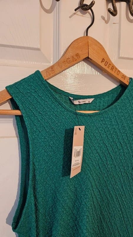 TU Brand New TU Green Textured Ruched Midi Dress