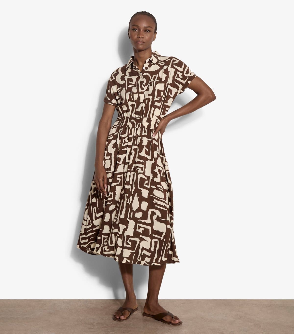 Apricot Women's Brown Grecian Geo Print Midi Dress Apricot New Look
