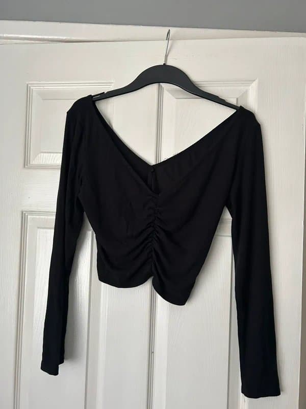 ASOS Long sleeve ruched crop top