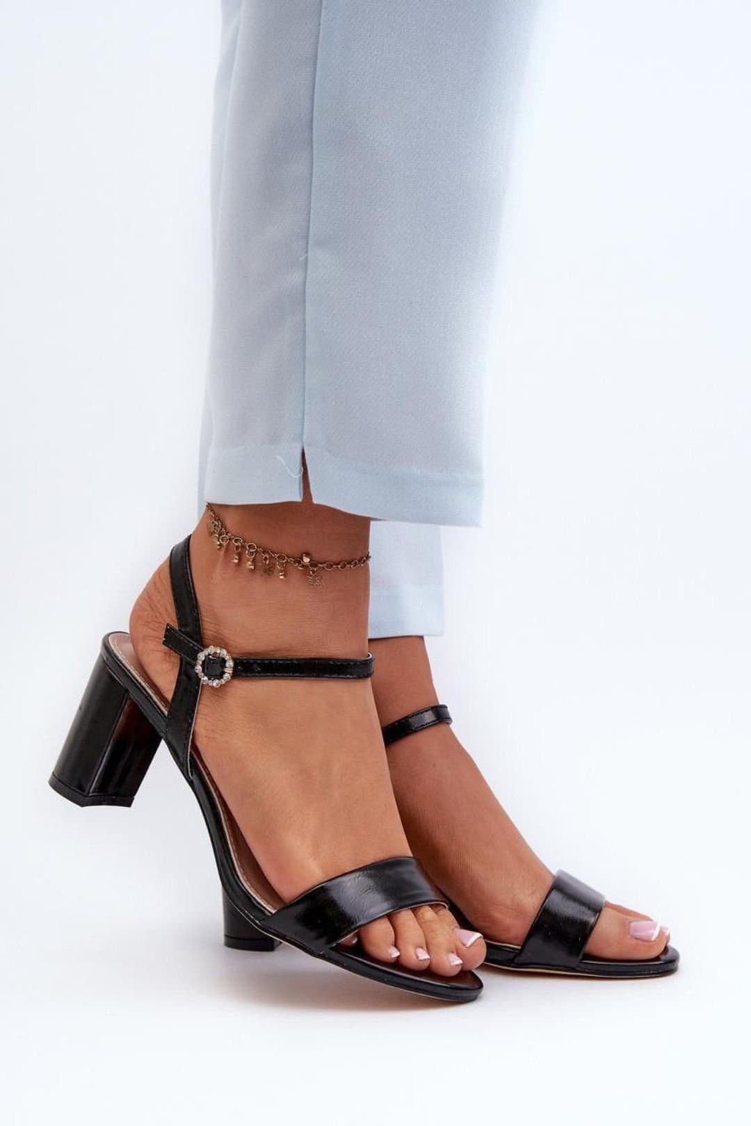 Love Lace Love Lace Women's Block Heel Sandals with Adjustable Strap & Buckle Summer in Black