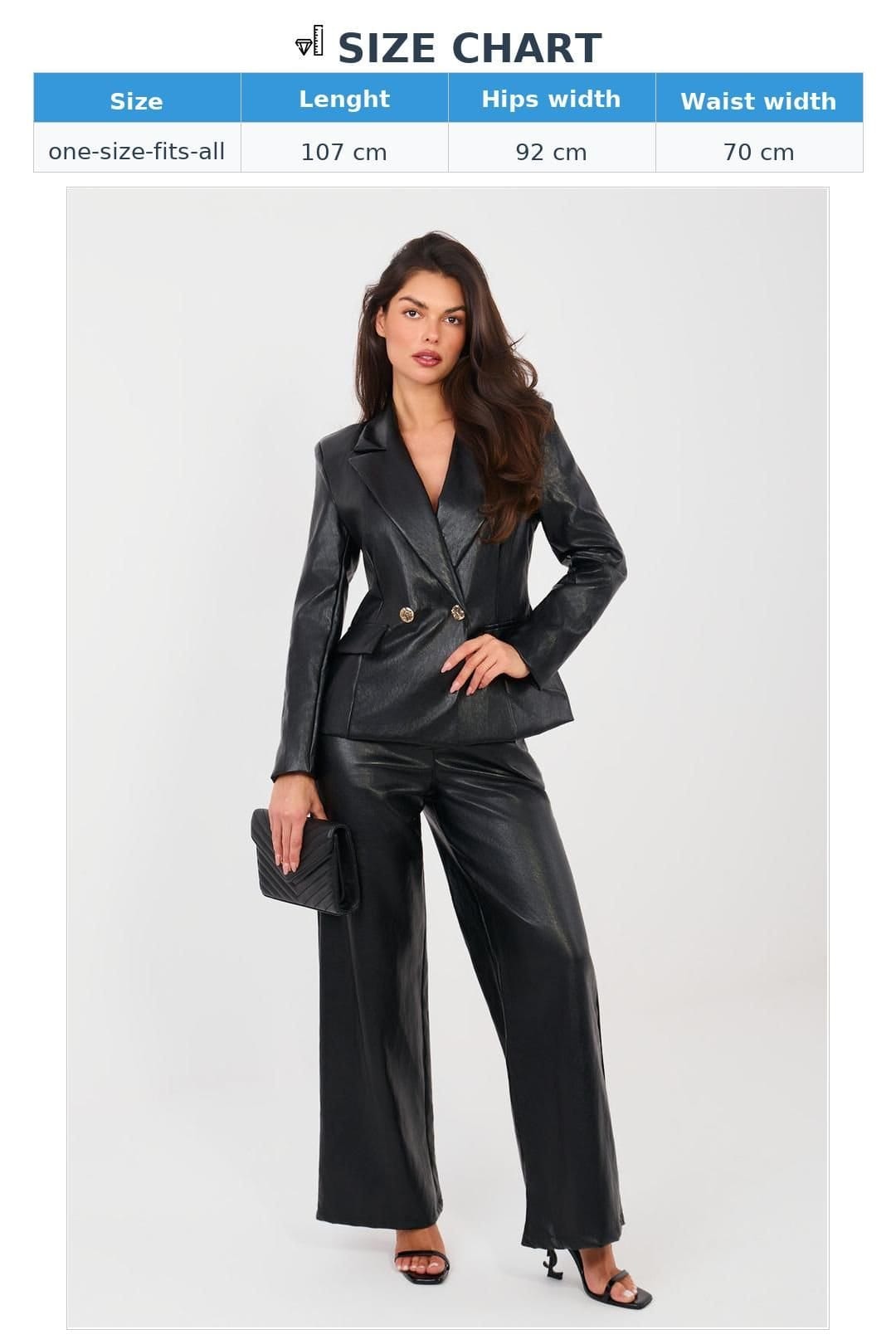 Love Lace Love Lace Women's High Waisted Wide Leg Leather Trousers in Black - 4