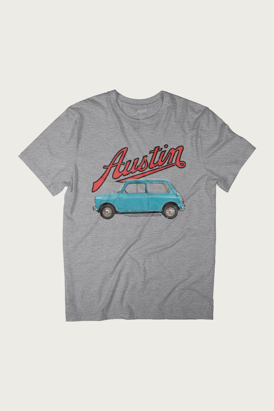 Austin Austin Men's Mini-Minor Retro Car British Motor Heritage T-Shirt in Mid Grey - 2