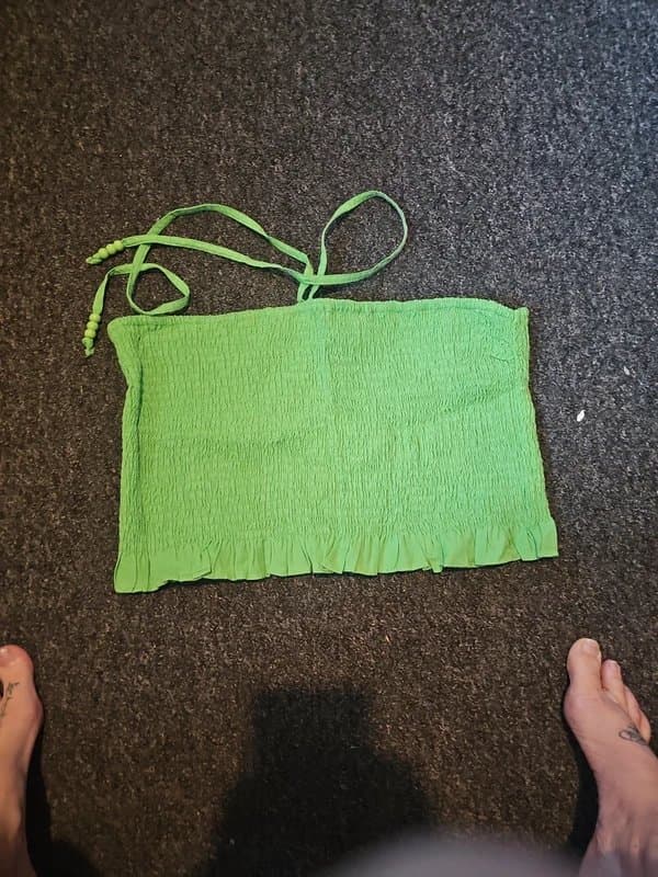 ASOS Asos collusion size 20 22 green shirred crop top cami slip top vest halter neck