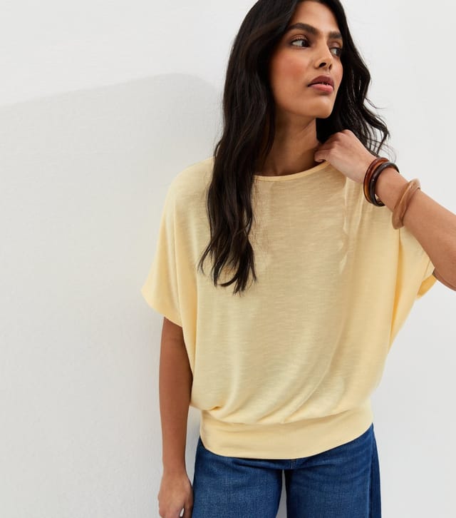 New Look Women's Light Yellow Soft Touch Slub Batwing T-Shirt New Look - 2