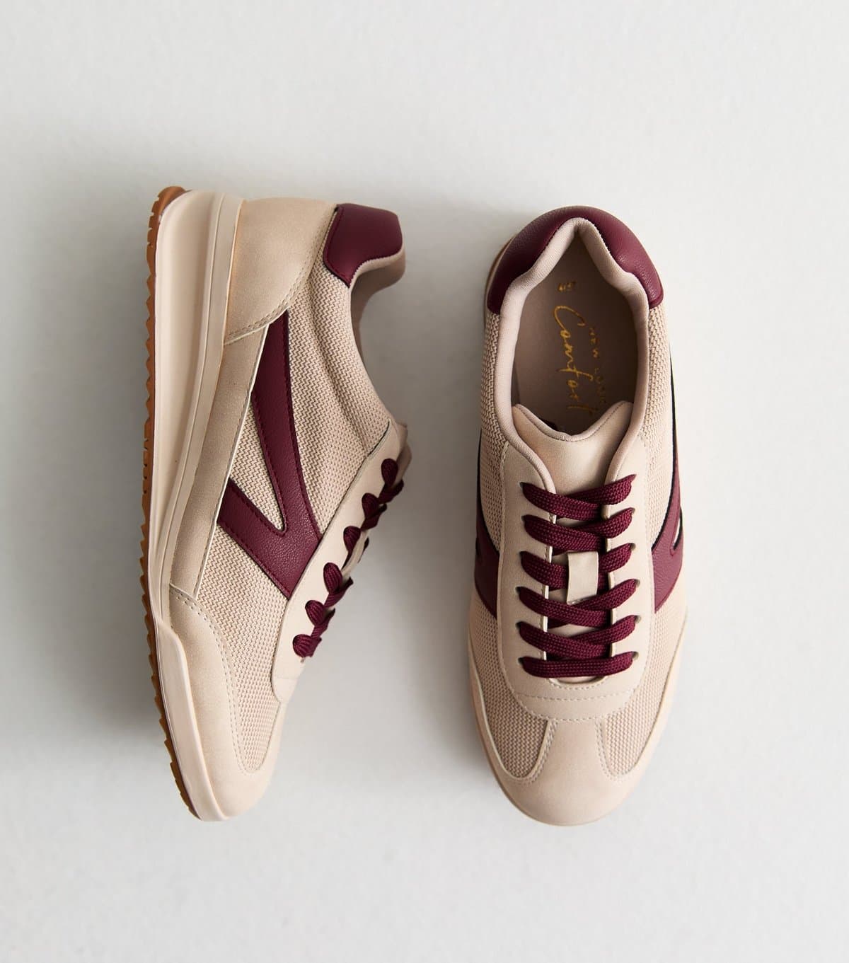 New Look Women's Stone Faux Leather Wedge Trainers Vegan New Look