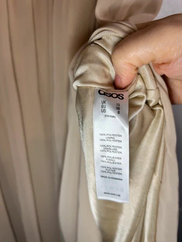 ASOS ASOS Champagne Gold Maxi Dress UK 10 (US 6) Sequin Waist Formal Evening Bridesmaid